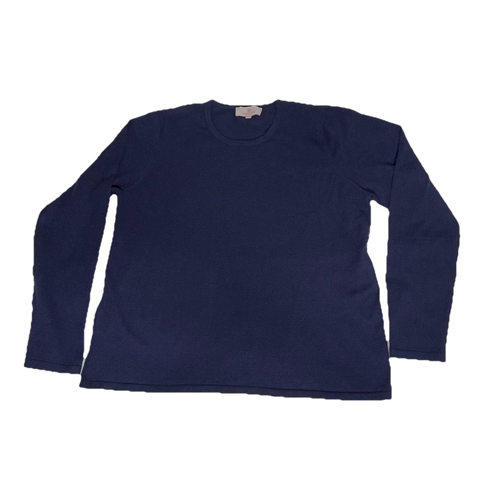 Laurie Felt Sweater Lightweight Sz‎ XL Navy Layer Preppy Office Basic Minimalist